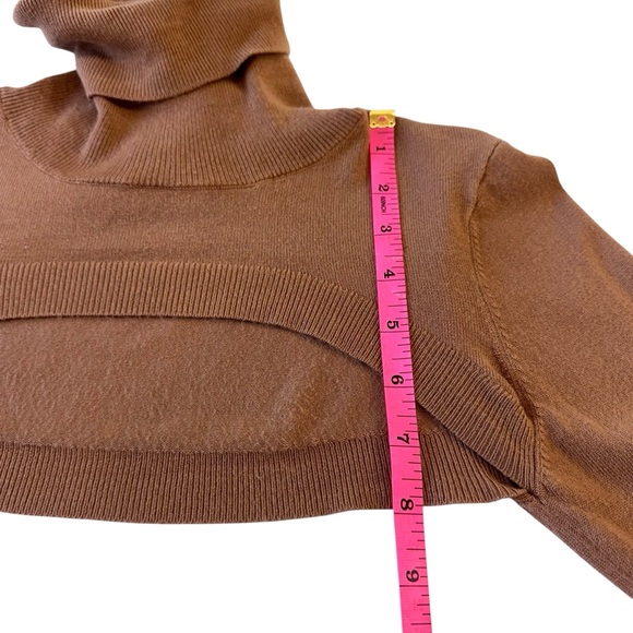 Yummy Sweater Co. Camel Color‎ Turtleneck Knit Shrug XS - Picture 8 of 9